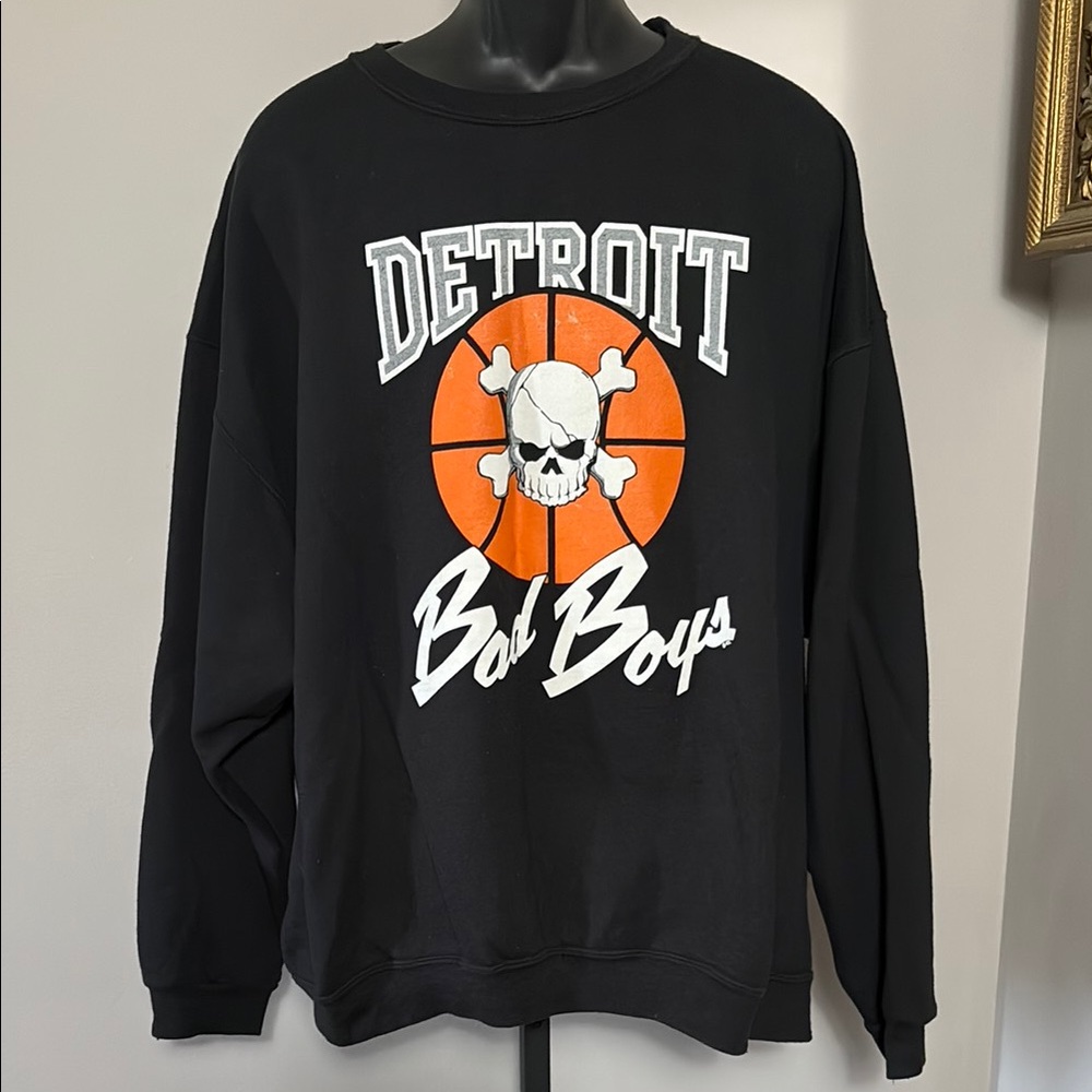 Detroit Bad Boys VTG 3XL Jerzees Black Crewneck Sweatshirt Pistons